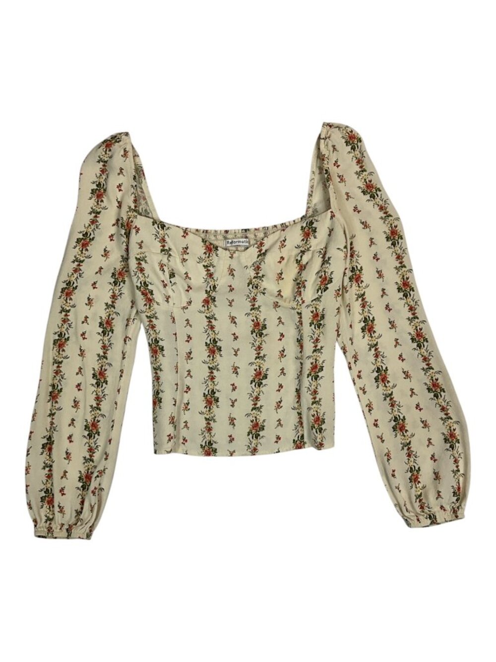 Reformation Floral Reign Top Blouse 6 Cream Romantic DEFECT - Picture 16 of 16